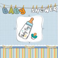 baby announcement card with milk bottle and pacifier N18