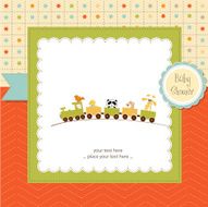 baby shower card with toy train N19