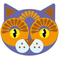 Cute cartoon muzzle cat on a white background