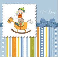 baby boy shower with wood horse toy N11