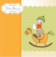 baby boy shower with wood horse toy N13