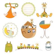 baby shower items set in vector format