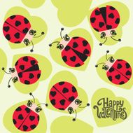 Valentine&#039;s day pattern cute ladybug cartoon characters