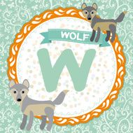 ABC animals W is wolf Childrens english alphabet Vector