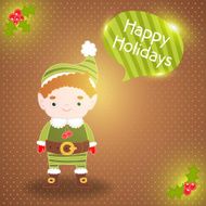 Christmas elf with bubble speech background