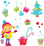 Cute girl and xmas decoration