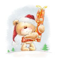 Christmas bear with gift