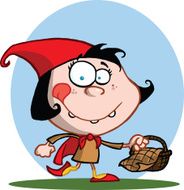 Red Riding Hood Holding A Basket With Background