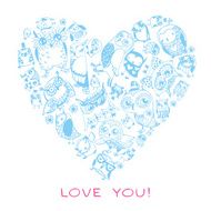 Heart love pattern with Owls