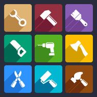 Working tools flat icon set 13