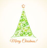 Green Christmas tree made of handprints