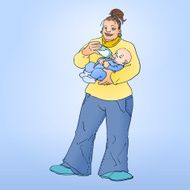 Mother feeding child