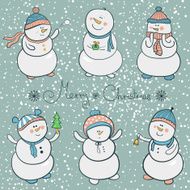 Cartoon snowmen set christmas illustration