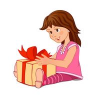 Little girl with gift box
