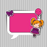 Speech bubble with sticker kawaii doodles N2