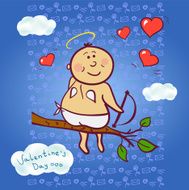 Smiling cupid vector illustration