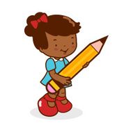 Little girl student holding a big pencil N2