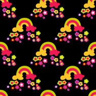 Flower rainbow seamless pattern Dark background