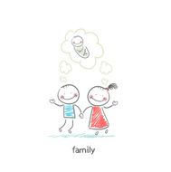 Happy family is waiting for the birth Illustration