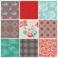 Seamless Vintage Flower Background Set N4
