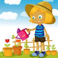 girl watering plants N3
