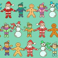 Seamless pattern of Christmas roundelay