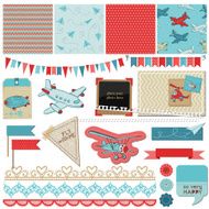 Scrapbook Design Baby Boy Plane Elements