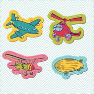 Set of Baby Boy Plane Stickers for design and scrapbook