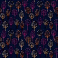 Seamless decorative pattern with ornamental stylized trees