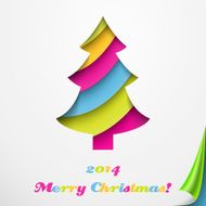 Colorful Merry Christmas greeting card with tree