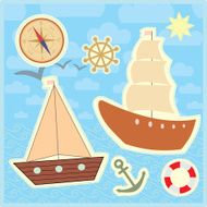 collection of marine stickers for kids