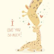 Card with cute giraffes for Mother&#039;s day