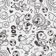 seamless animal soccer player pattern