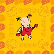 Child on the beach vector illustration