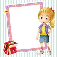 Girl school bag and white board