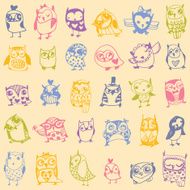 Owl seamless pattern on light background N2