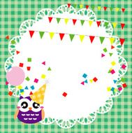 Birthday party card with cute owl N3