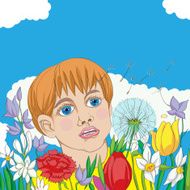 Spring card with kid
