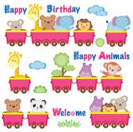 Wild animals on train clip art
