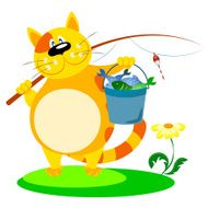 cat with a fishing rod