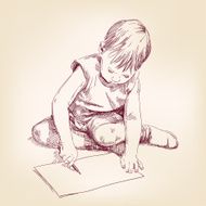 boy draws on the floor