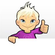 Smiling boy showing thumb