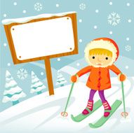 skier with winter scene