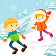 Kids playing snowballs N3