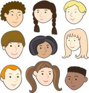 Nine children smiling faces