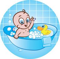 happy baby boy in tub