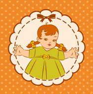 Vintage cartoon little girl Vector N4