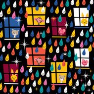 cute animals watching rain pattern