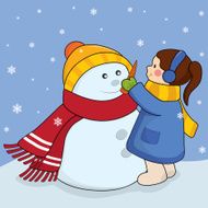 Little girl with snowman
