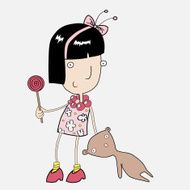Girl with lollipop and bear
